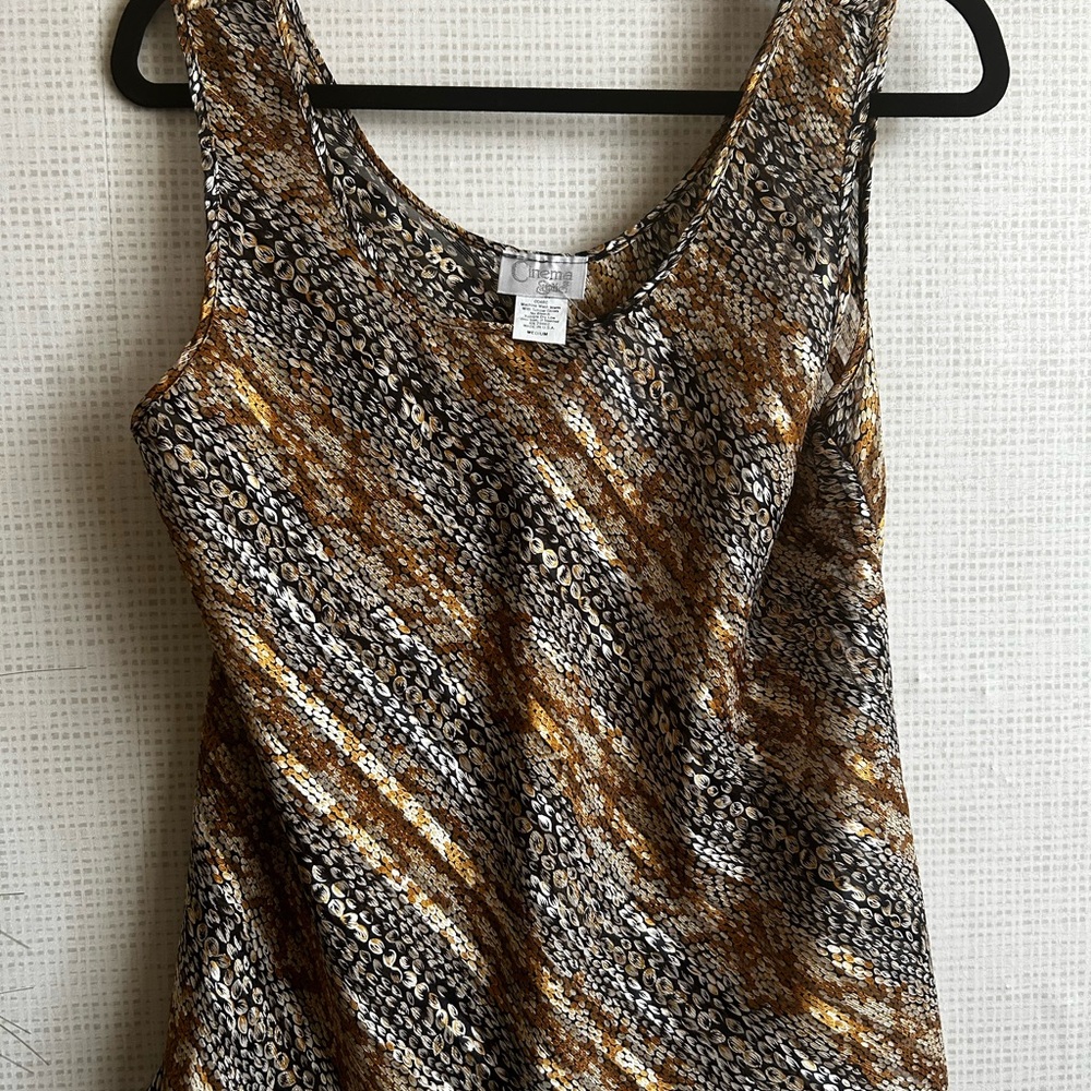 Elegant Sleeveless Top in Black, Brown, and Gold